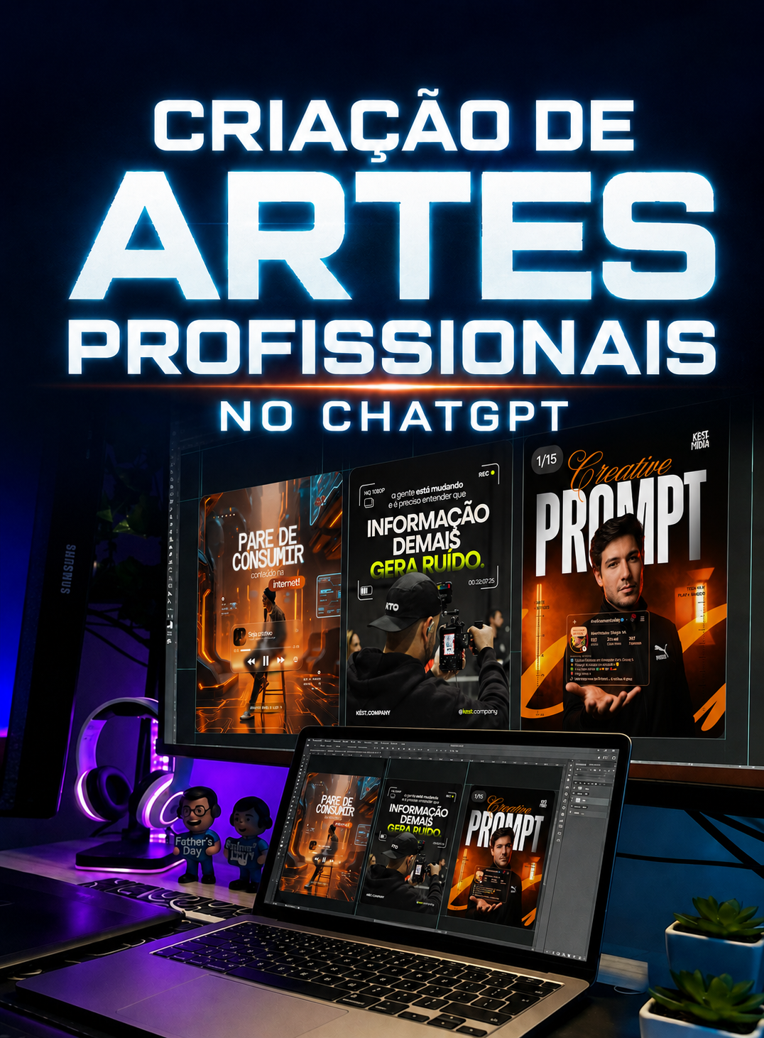 Capa do curso Criação de Artes Profissionais no ChatGPT